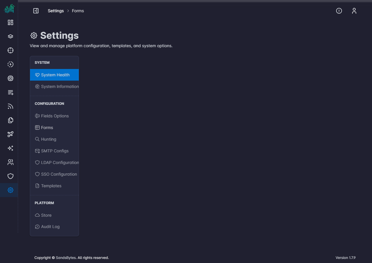 Settings, Forms