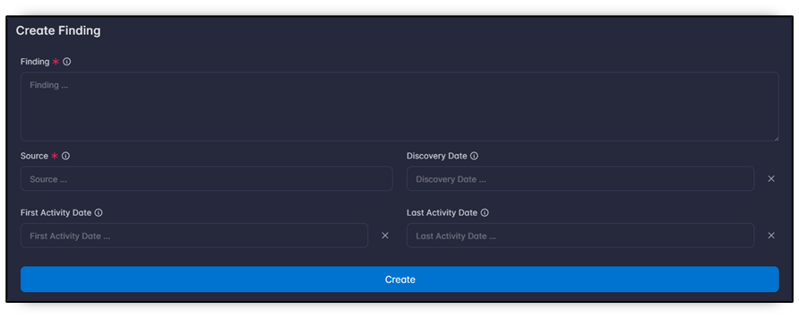 Create finding form