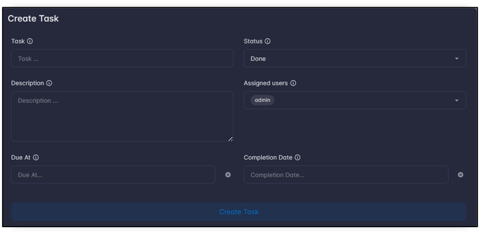 Create task form