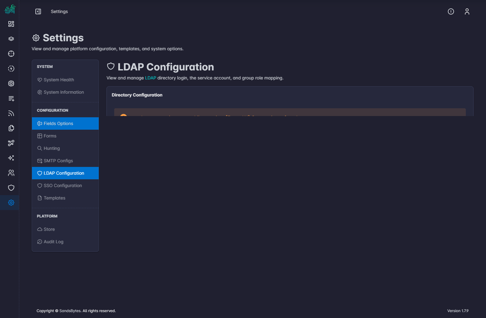 Settings, LDAP Configuration